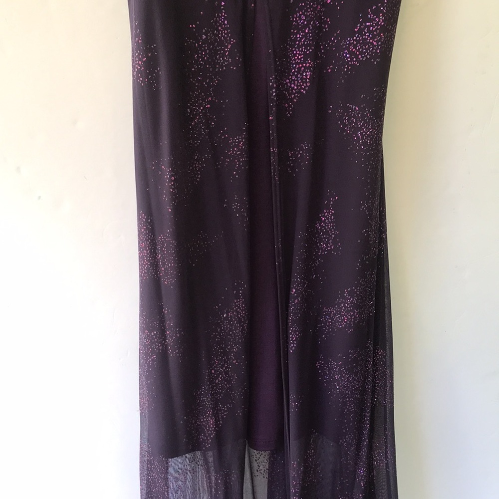 Vintage Y2K 90s Dress Purple Glitter Cowneck Sparkle Party Formal Cocktail HiLo - Picture 16 of 17